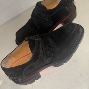 Christian Louboutin Black Loafers with Chunky Sole and Textured Upper